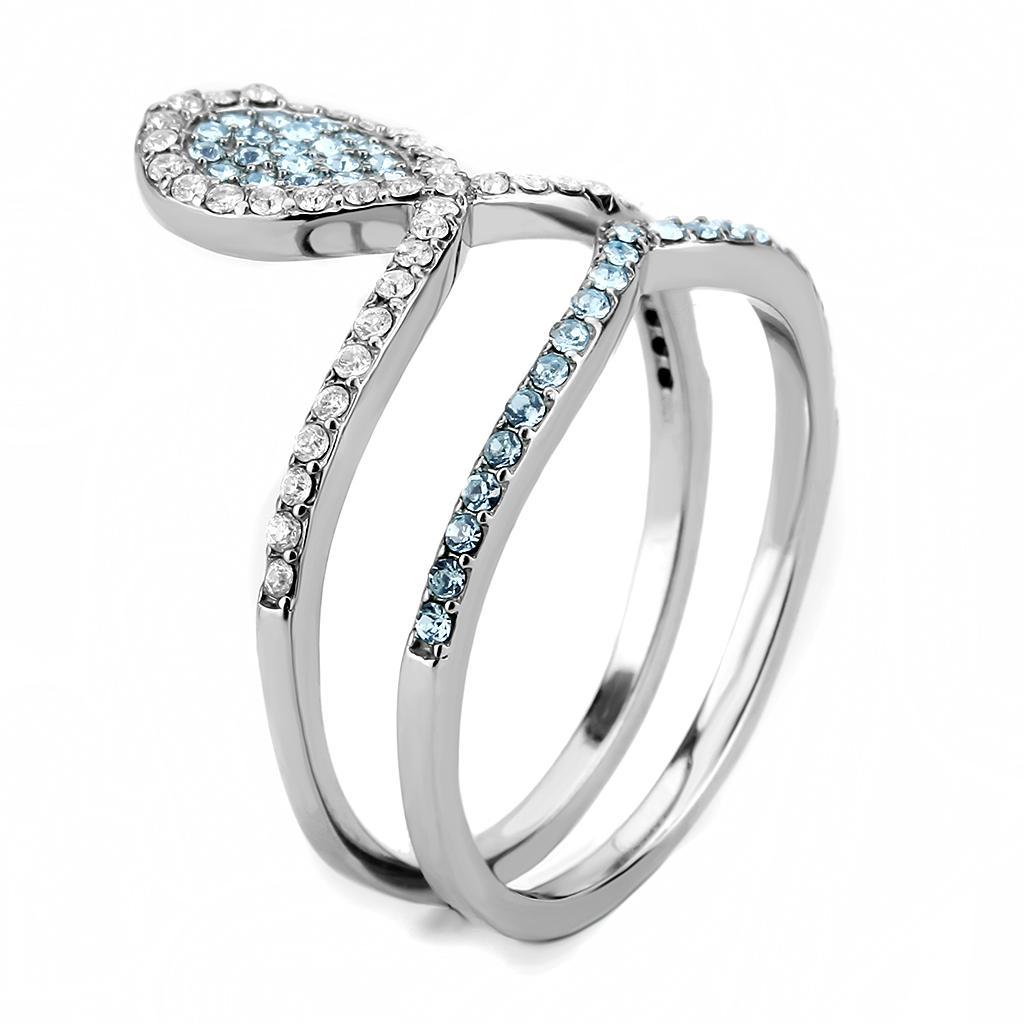 Sea Blue CZ Stainless Steel Ring