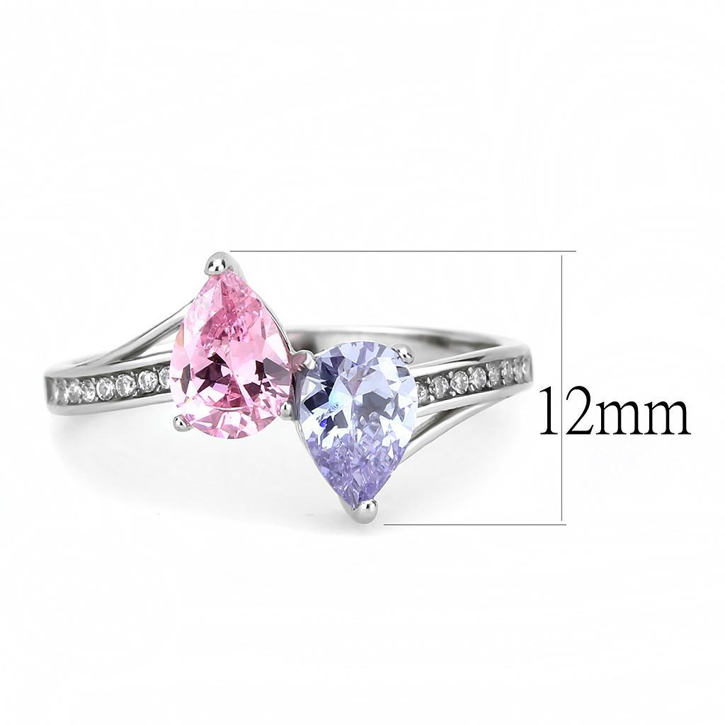 Multi-Color CZ Stainless Steel Ring