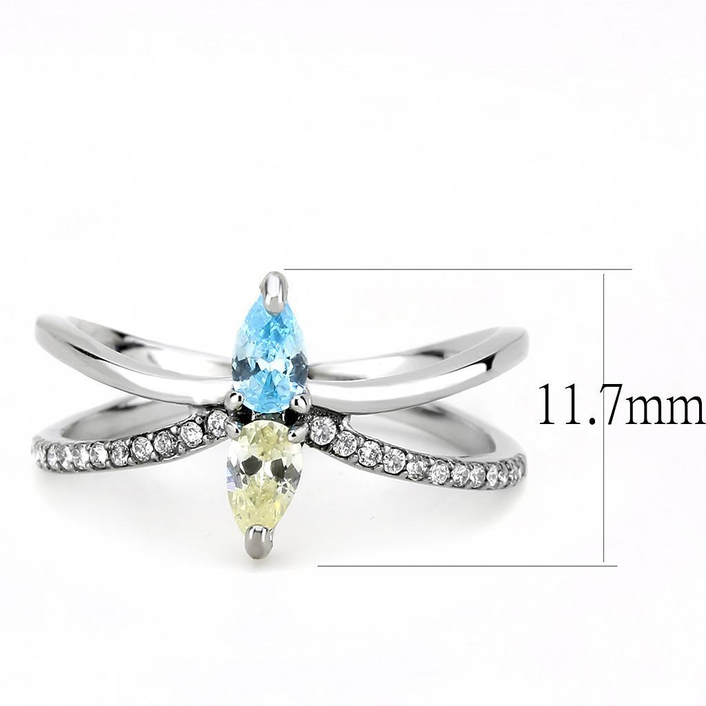 Multi-Color CZ Stainless Steel Ring