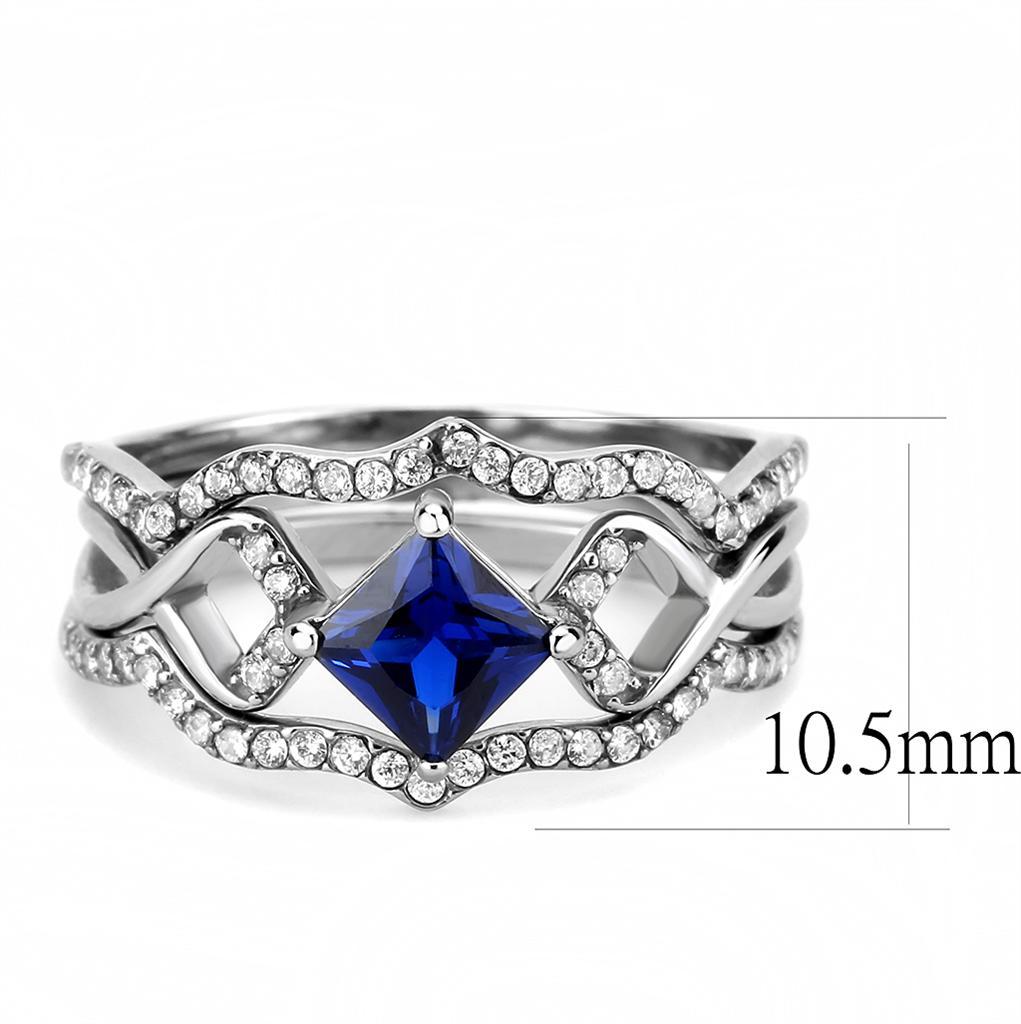 London Blue Synthetic Spinel Stainless Steel Ring