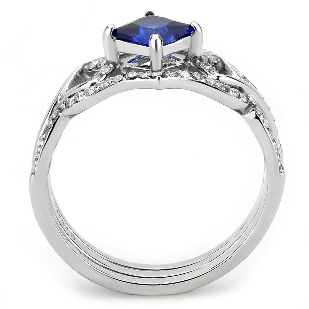 London Blue Synthetic Spinel Stainless Steel Ring