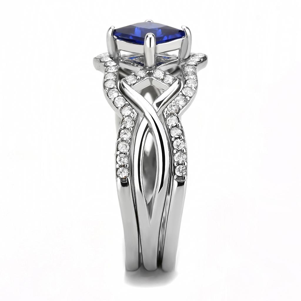 London Blue Synthetic Spinel Stainless Steel Ring