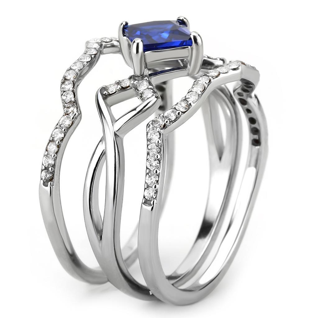 London Blue Synthetic Spinel Stainless Steel Ring