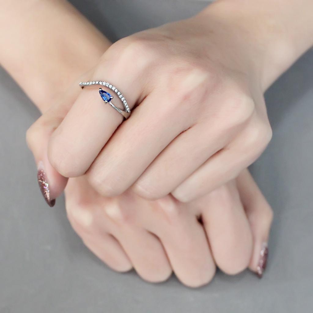 London Blue Synthetic Spinel Stainless Steel Ring