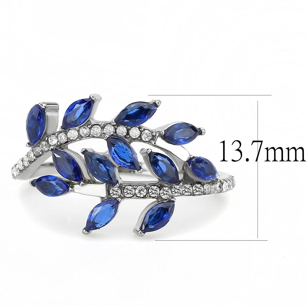 London Blue Synthetic Spinel Stainless Steel Ring