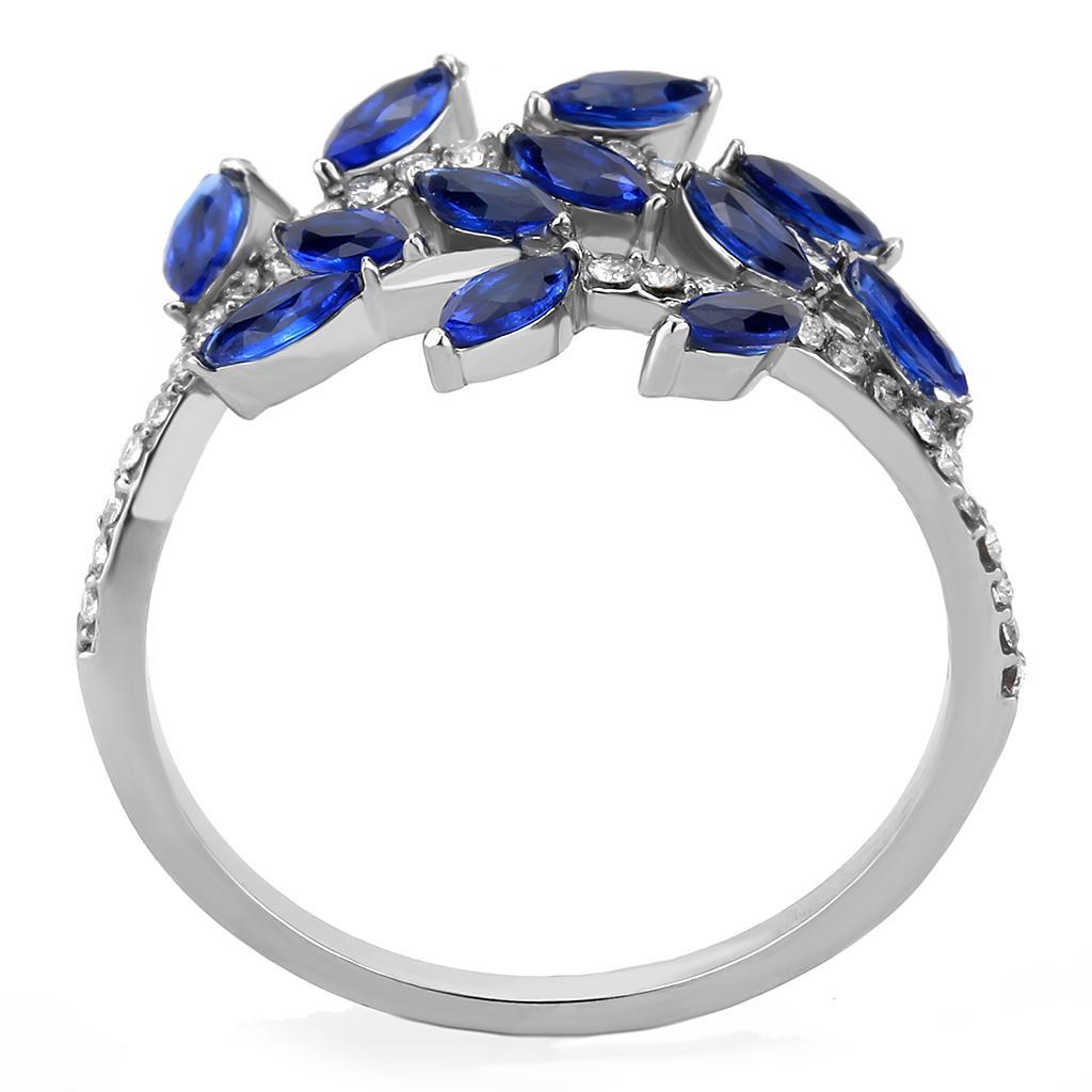 London Blue Synthetic Spinel Stainless Steel Ring