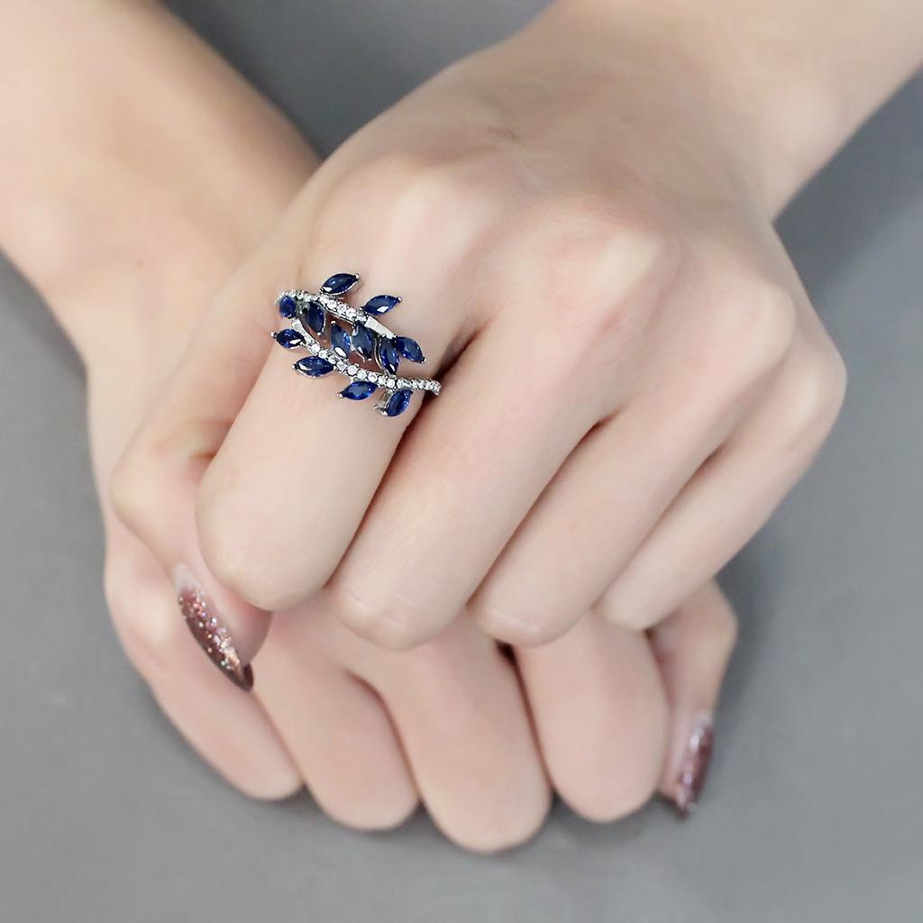 London Blue Synthetic Spinel Stainless Steel Ring