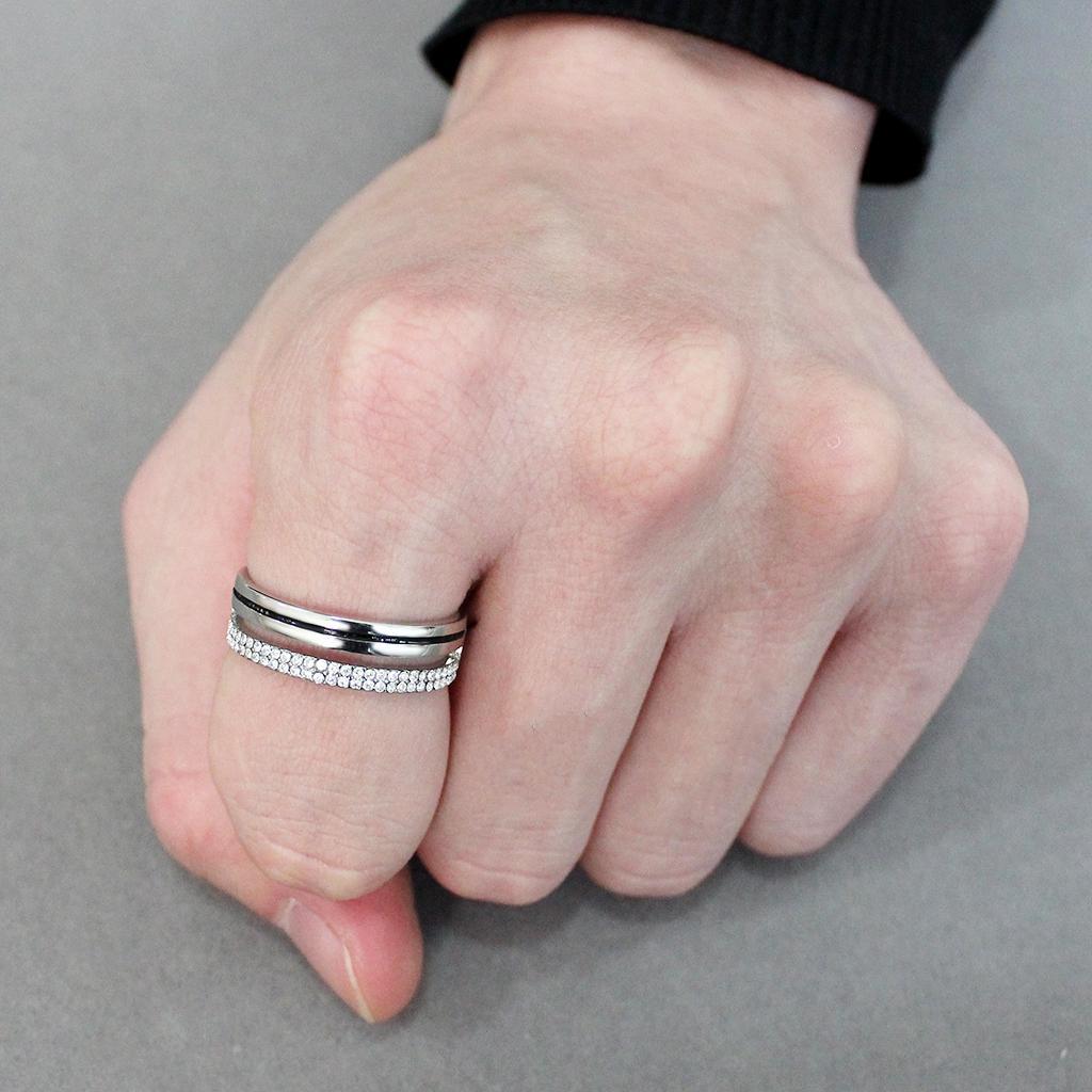 Clear CZ Stainless Steel Ring