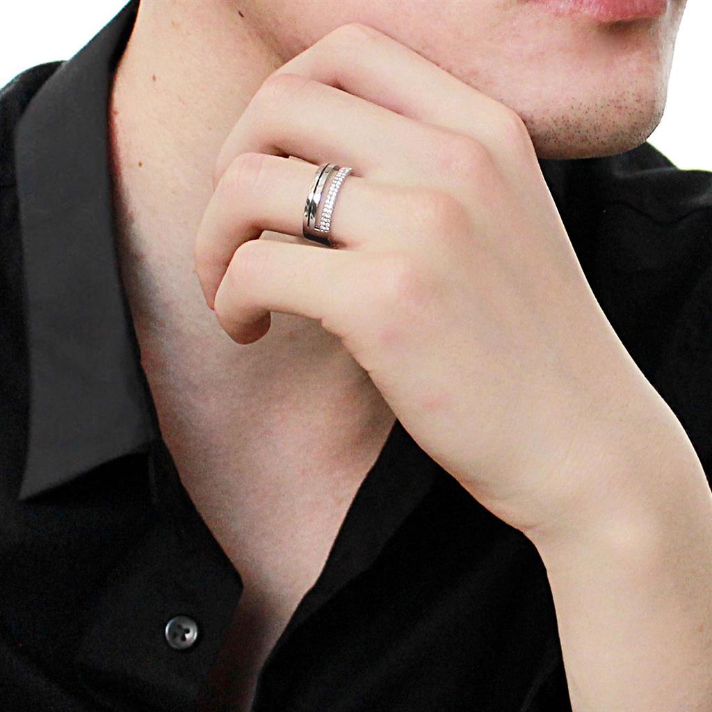 Clear CZ Stainless Steel Ring