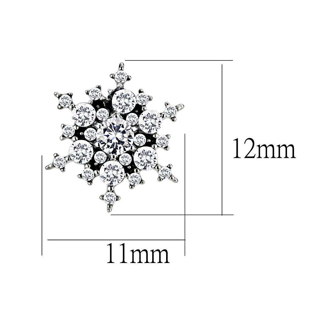 Stainless Steel Stud Earrings with Clear AAA Grade CZ - High Polish Finish