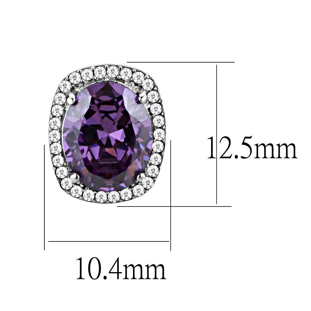 Amethyst CZ Stainless Steel Earrings