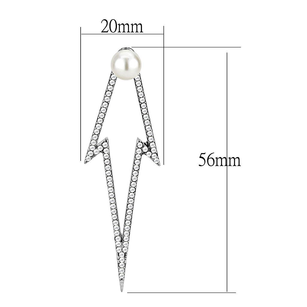 White Synthetic Stone Stainless Steel Earrings
