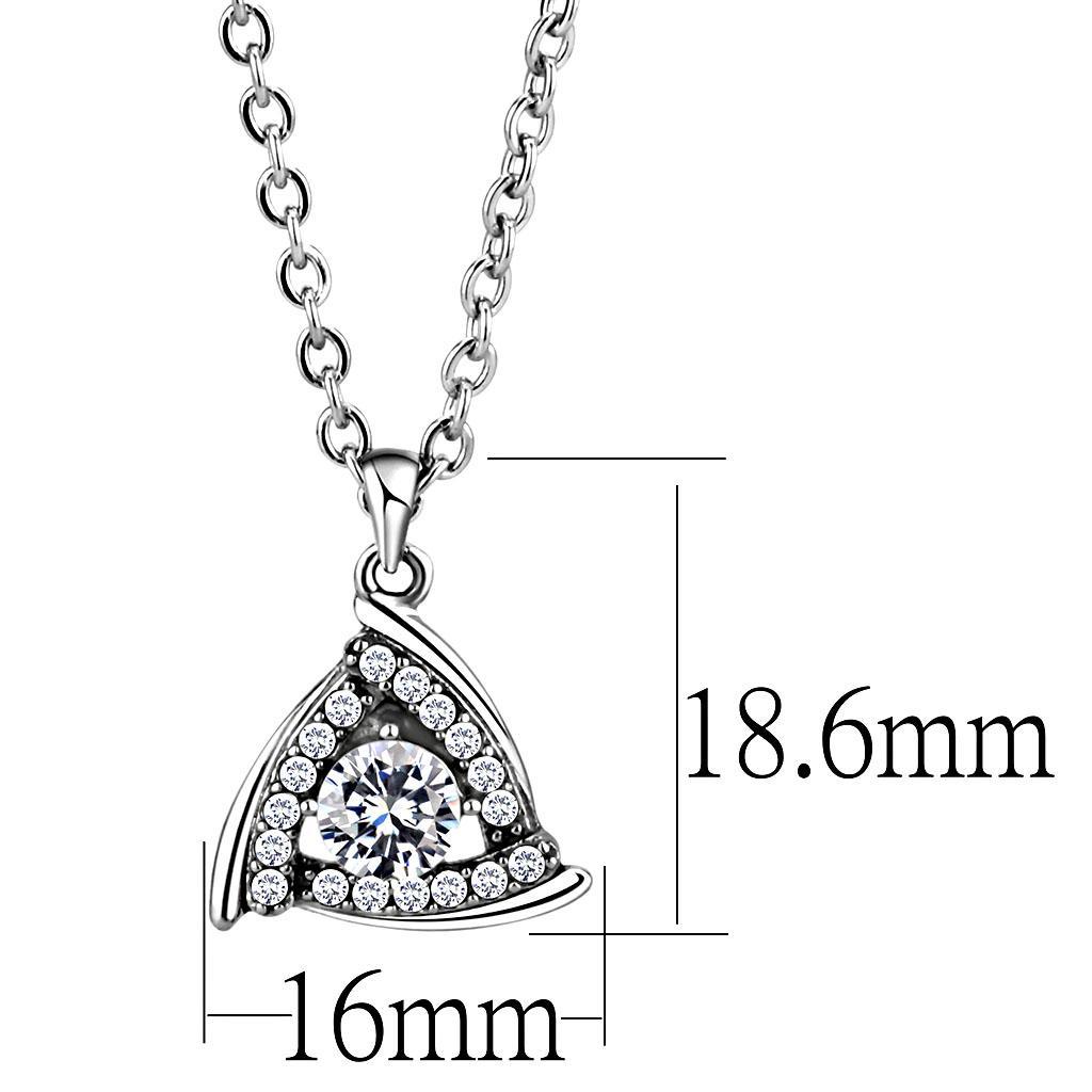 Stainless Steel Chain Pendant with Clear AAA Grade CZ Stone
