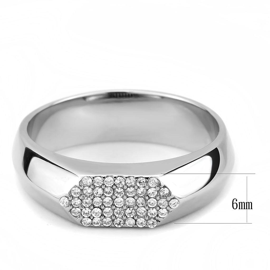 Stainless Steel Ring with Clear AAA Grade CZ Stones
