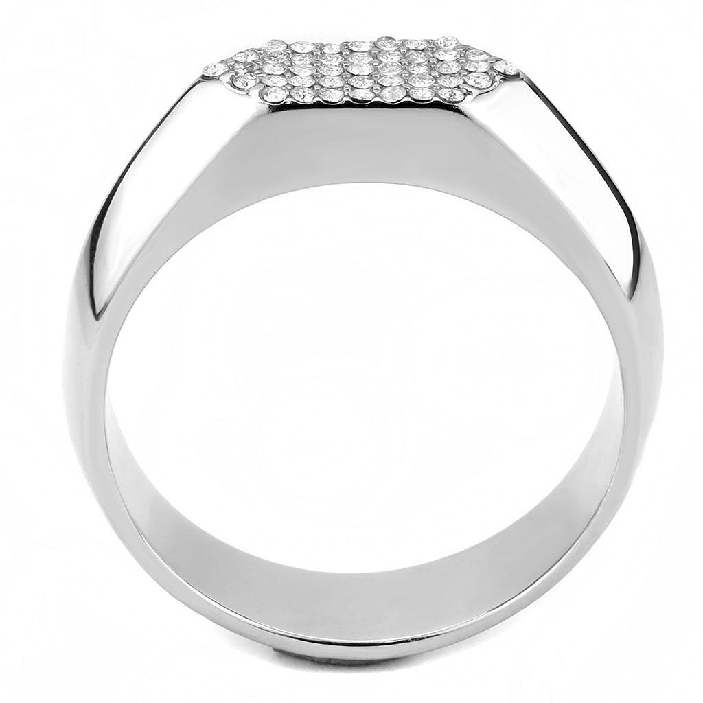 Stainless Steel Ring with Clear AAA Grade CZ Stones
