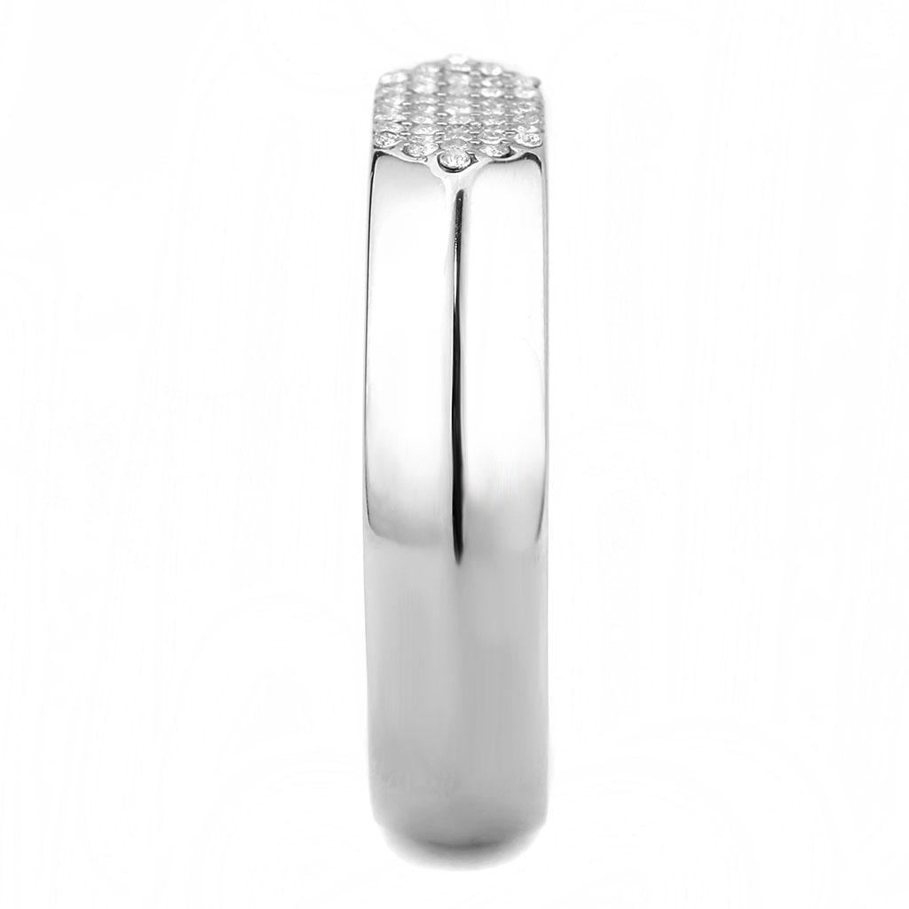 Stainless Steel Ring with Clear AAA Grade CZ Stones