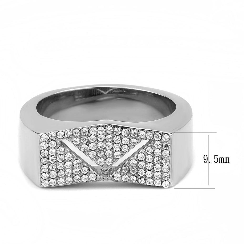 Stainless Steel Ring with Clear AAA Grade CZ Stones