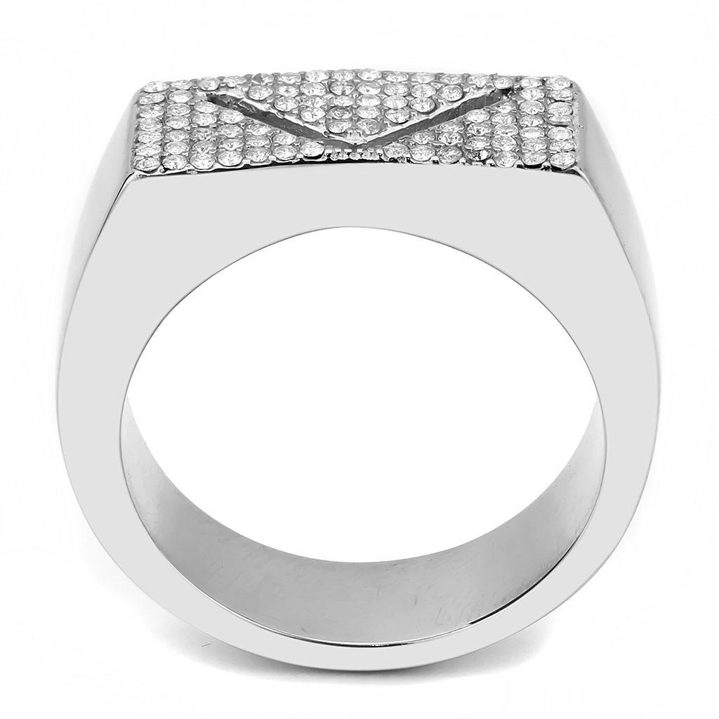 Stainless Steel Ring with Clear AAA Grade CZ Stones