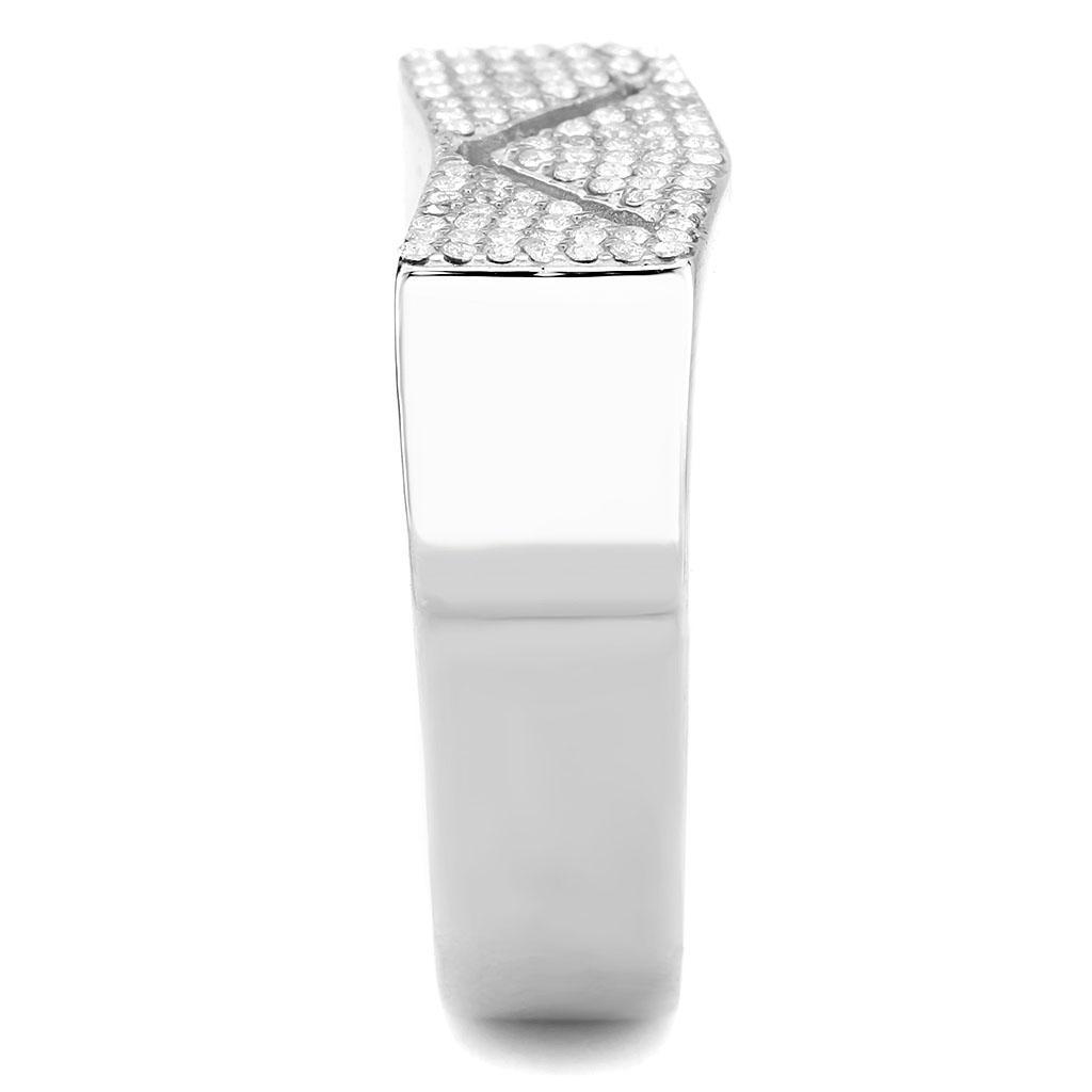 Stainless Steel Ring with Clear AAA Grade CZ Stones