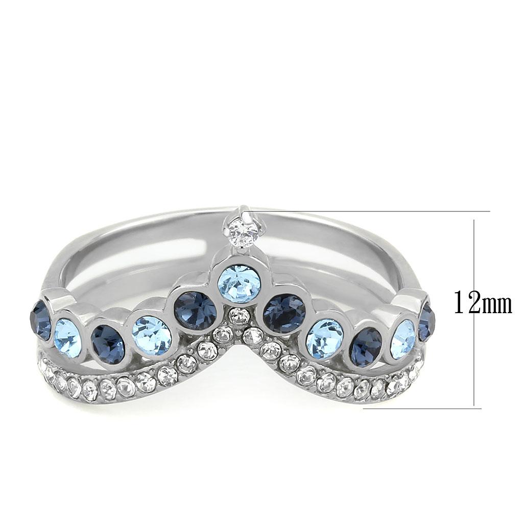 Stainless Steel Ring with Multi-Color Top Grade Crystal Stones