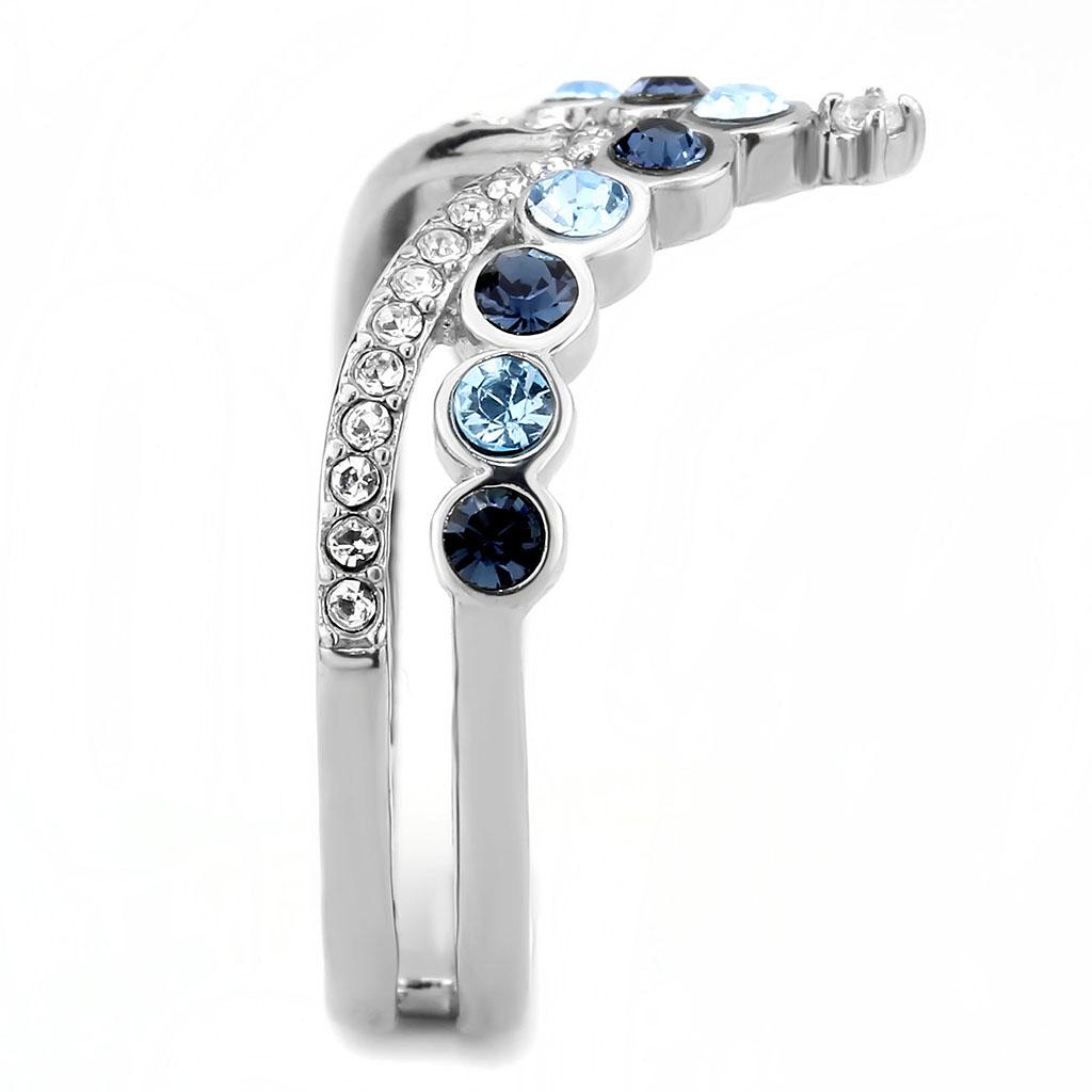 Stainless Steel Ring with Multi-Color Top Grade Crystal Stones