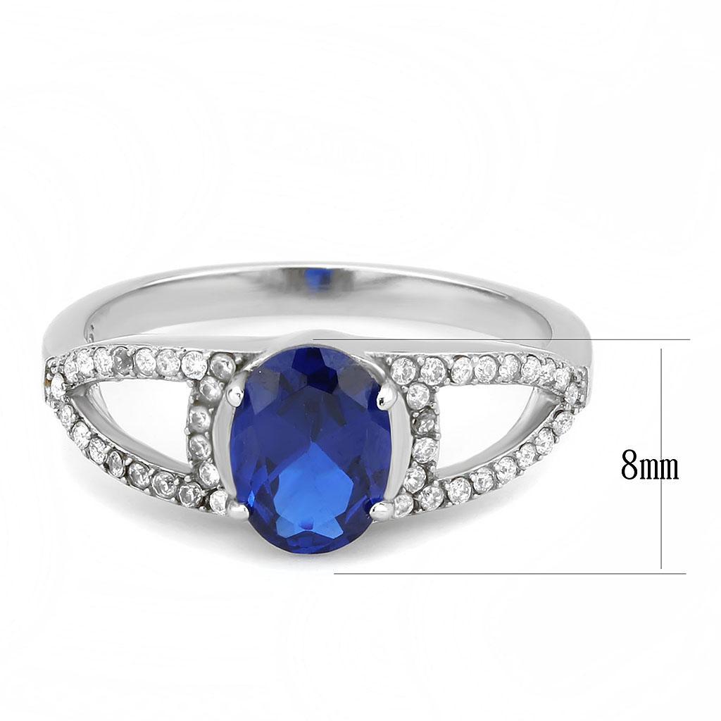 Stainless Steel Ring with London Blue Synthetic Spinel