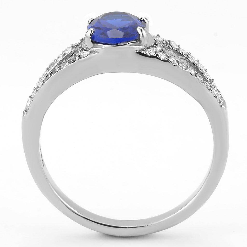 Stainless Steel Ring with London Blue Synthetic Spinel