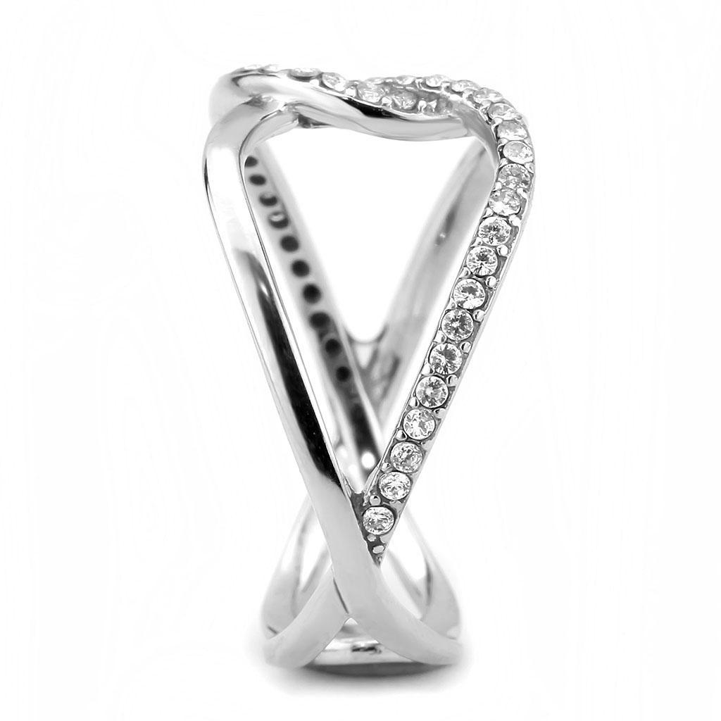 Stainless Steel Ring with Clear AAA Grade CZ Stone