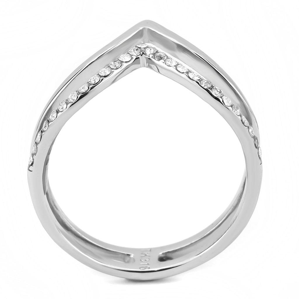 Stainless Steel Ring with Clear AAA Grade CZ Stone