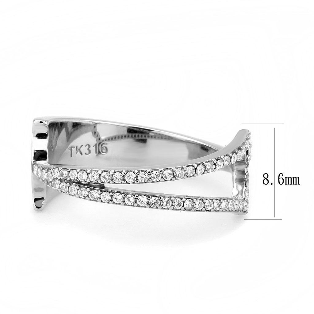 Stainless Steel Ring with Clear AAA Grade CZ Stone