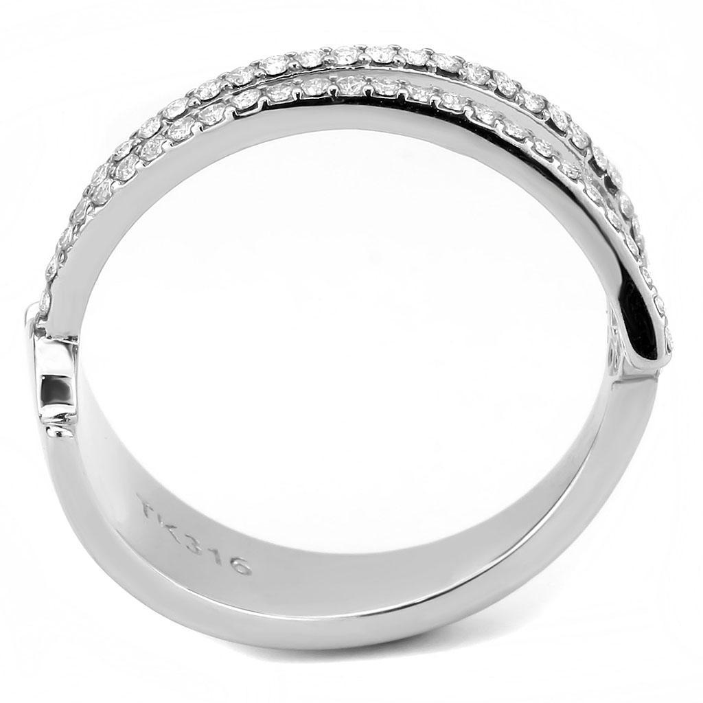 Stainless Steel Ring with Clear AAA Grade CZ Stone