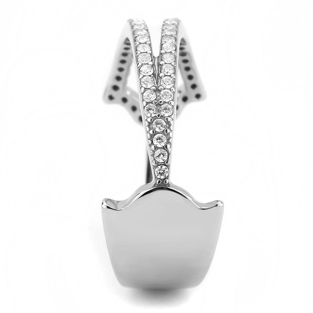 Stainless Steel Ring with Clear AAA Grade CZ Stone