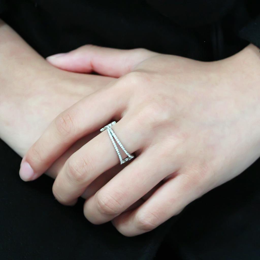 Stainless Steel Ring with Clear AAA Grade CZ Stone