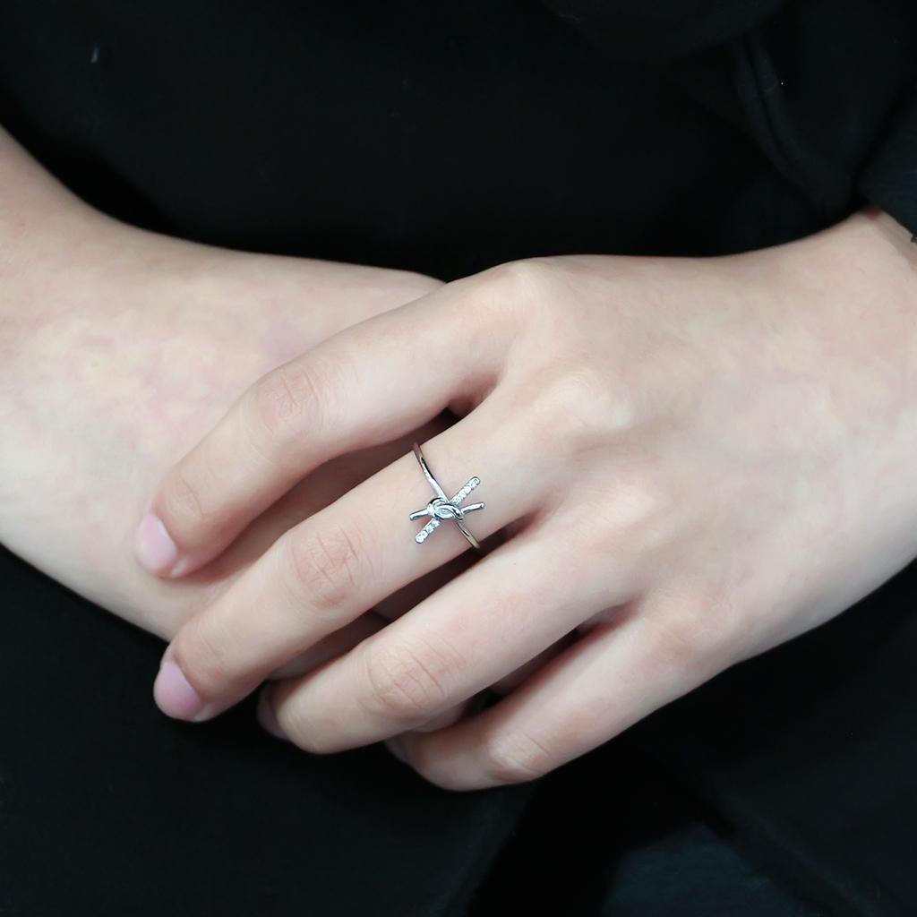 Stainless Steel Ring with Clear AAA Grade CZ Stone