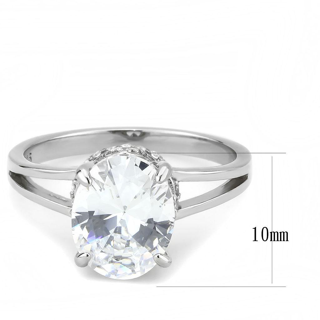 Stainless Steel Ring with Clear AAA Grade CZ Stone