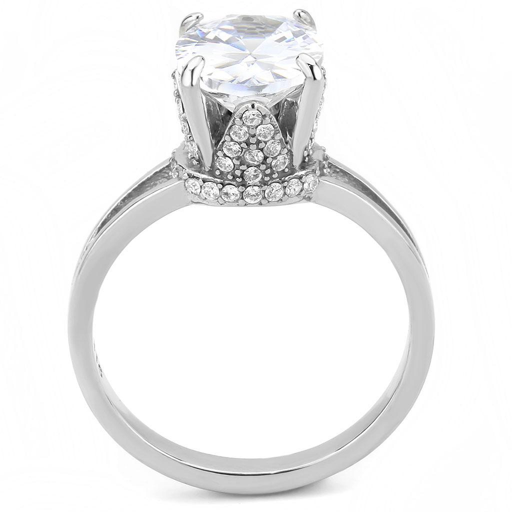 Stainless Steel Ring with Clear AAA Grade CZ Stone
