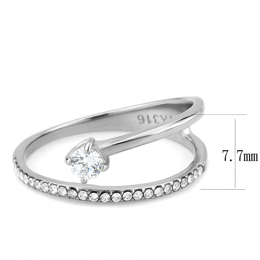 Stainless Steel Ring with Clear AAA Grade CZ Stone
