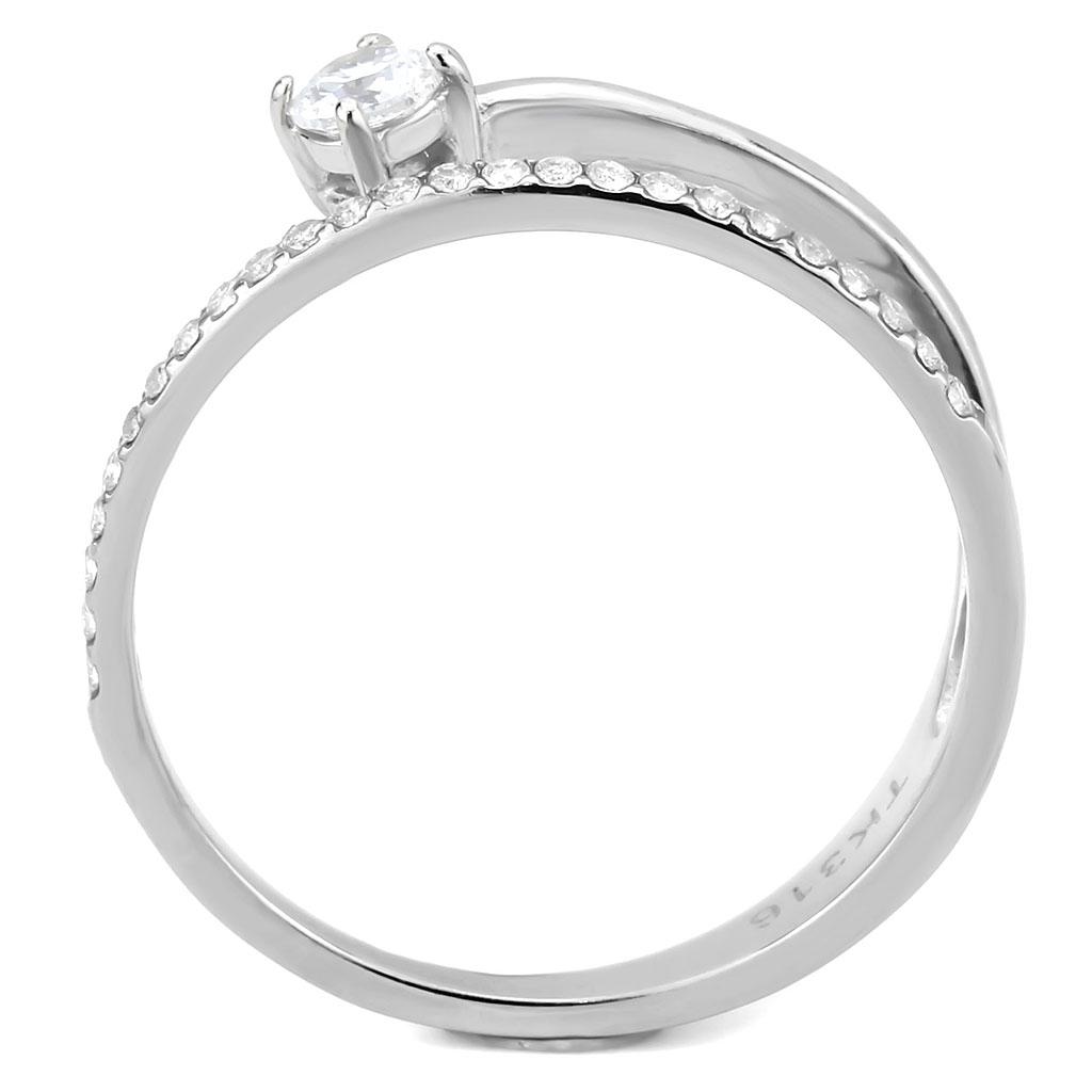 Stainless Steel Ring with Clear AAA Grade CZ Stone