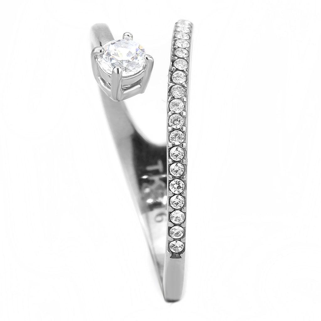 Stainless Steel Ring with Clear AAA Grade CZ Stone