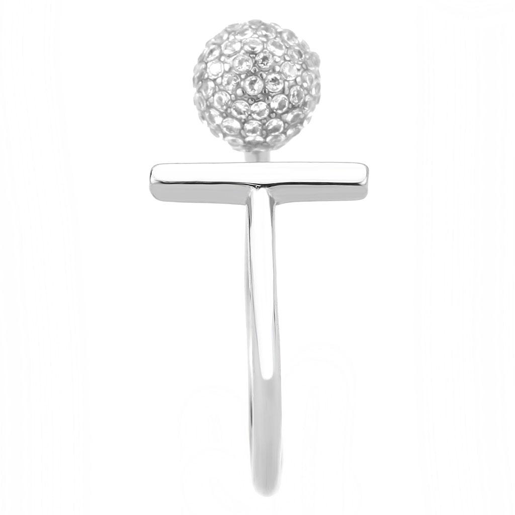 Stainless Steel Ring with Clear AAA Grade CZ Stone