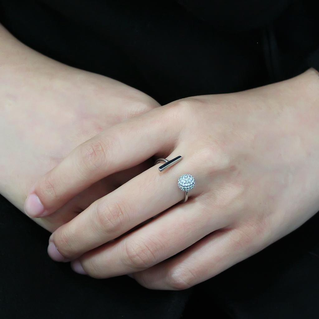 Stainless Steel Ring with Clear AAA Grade CZ Stone