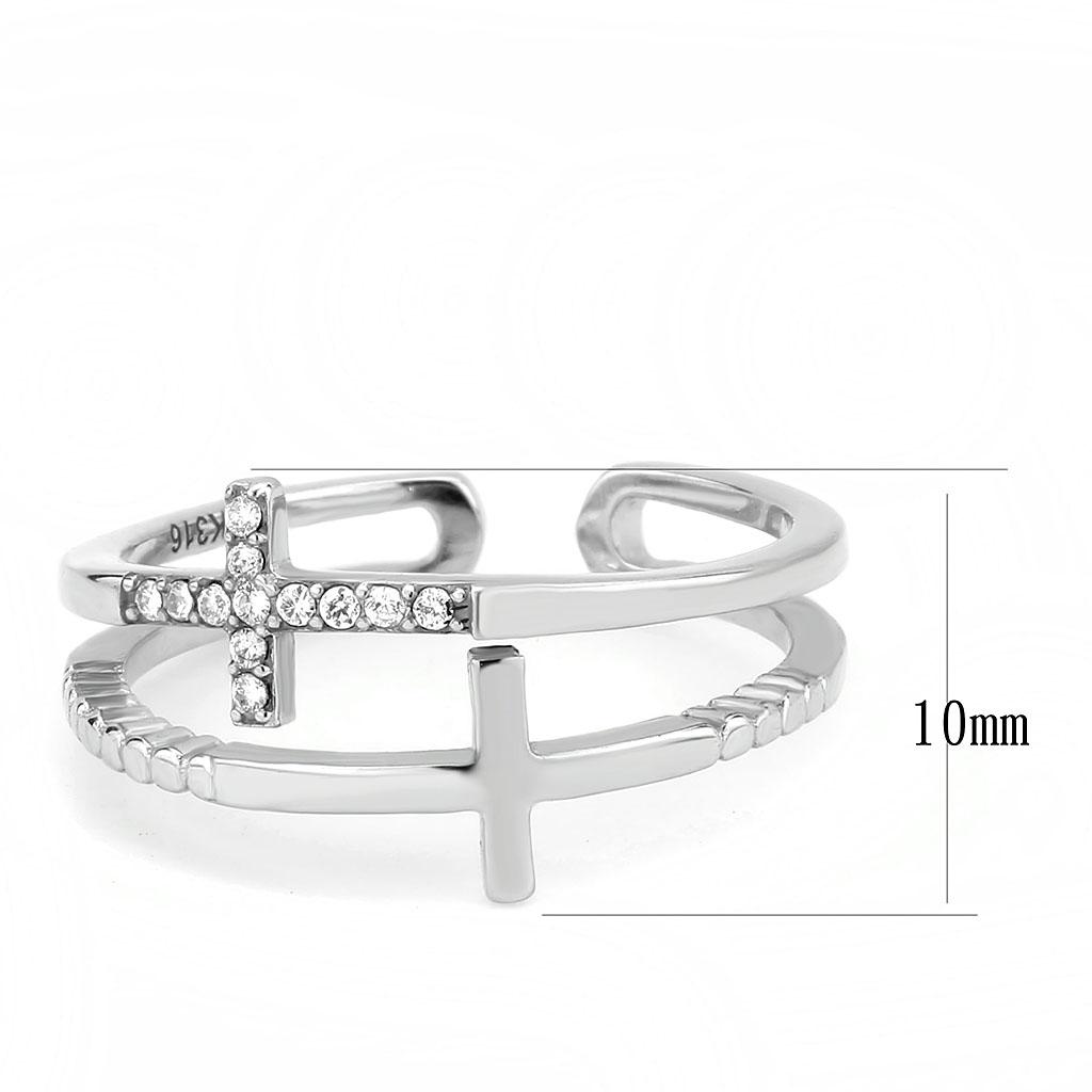 Stainless Steel Ring with Clear AAA Grade CZ Stone