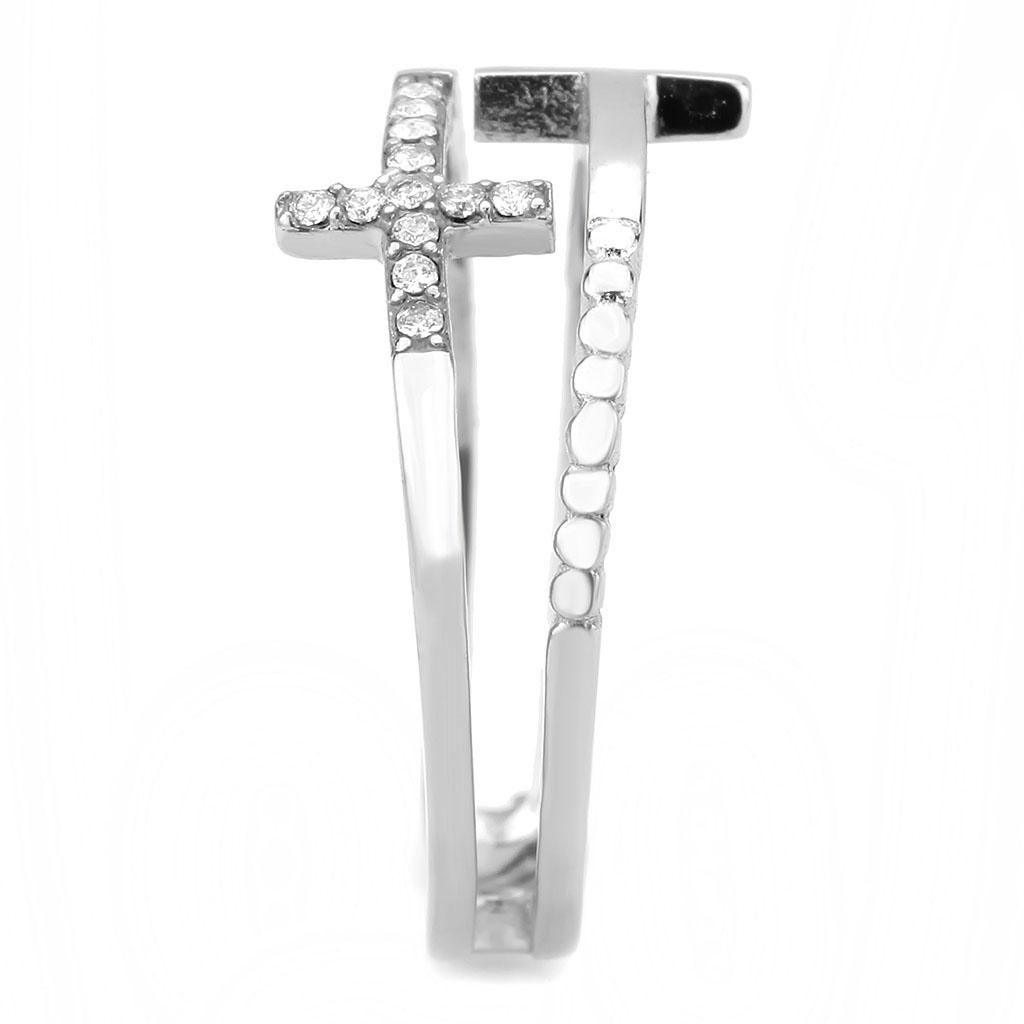 Stainless Steel Ring with Clear AAA Grade CZ Stone