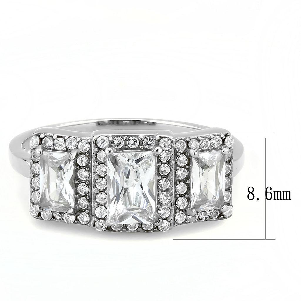 Stainless Steel Ring with Clear AAA Grade CZ Stones
