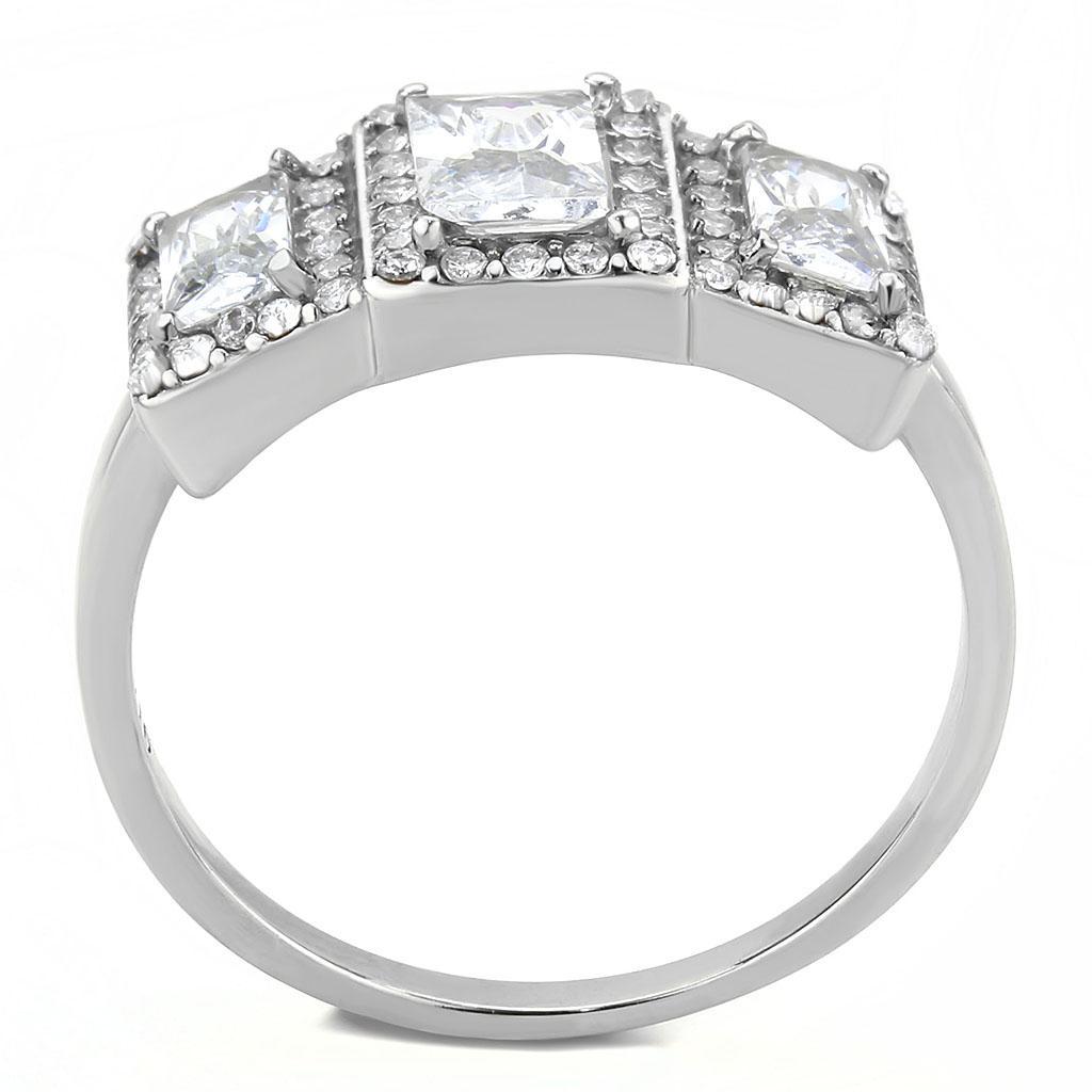 Stainless Steel Ring with Clear AAA Grade CZ Stones