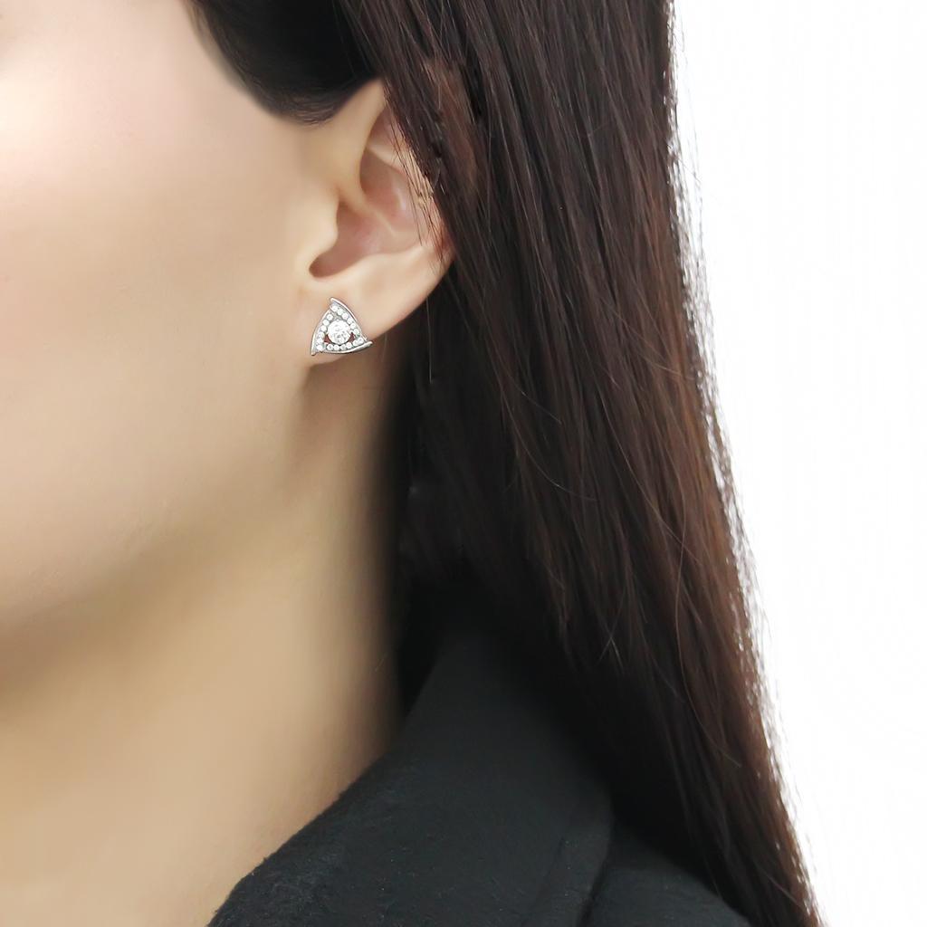 Clear CZ Stainless Steel Stud Earrings