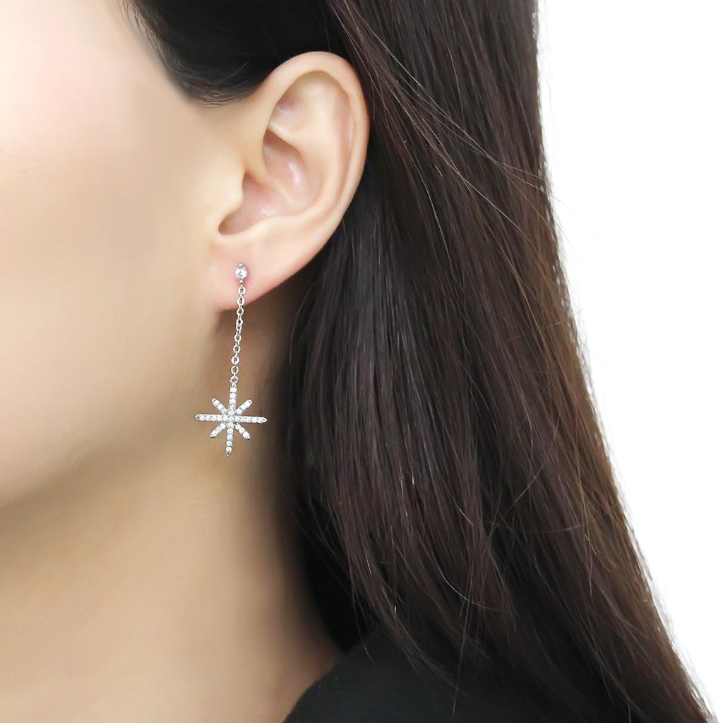 Clear CZ Stainless Steel Stud Earrings