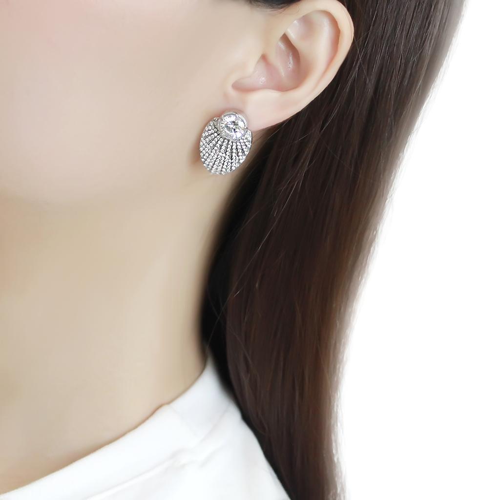 Clear CZ Stainless Steel Earrings