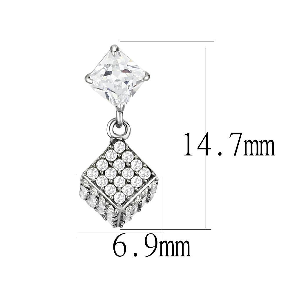 Clear CZ Stainless Steel Stud Earrings