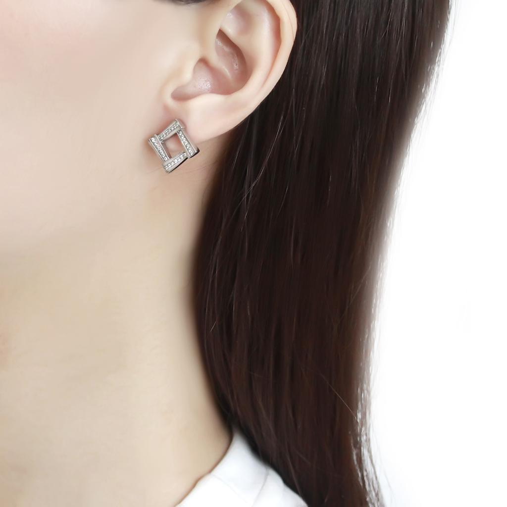 Clear CZ Stainless Steel Earrings